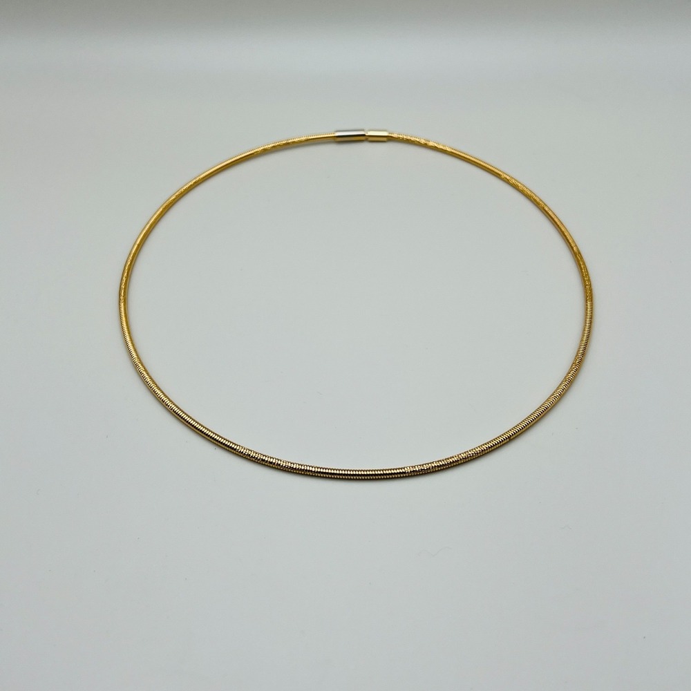 Minimalistโ Snake Necklace Modern Collar 18 in Gold Tone Magnetic Refined Look